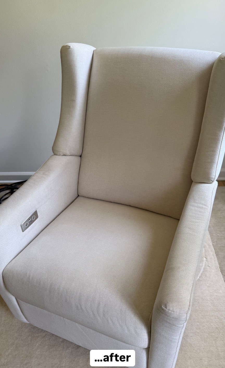 Cream armchair after upholstery cleaning